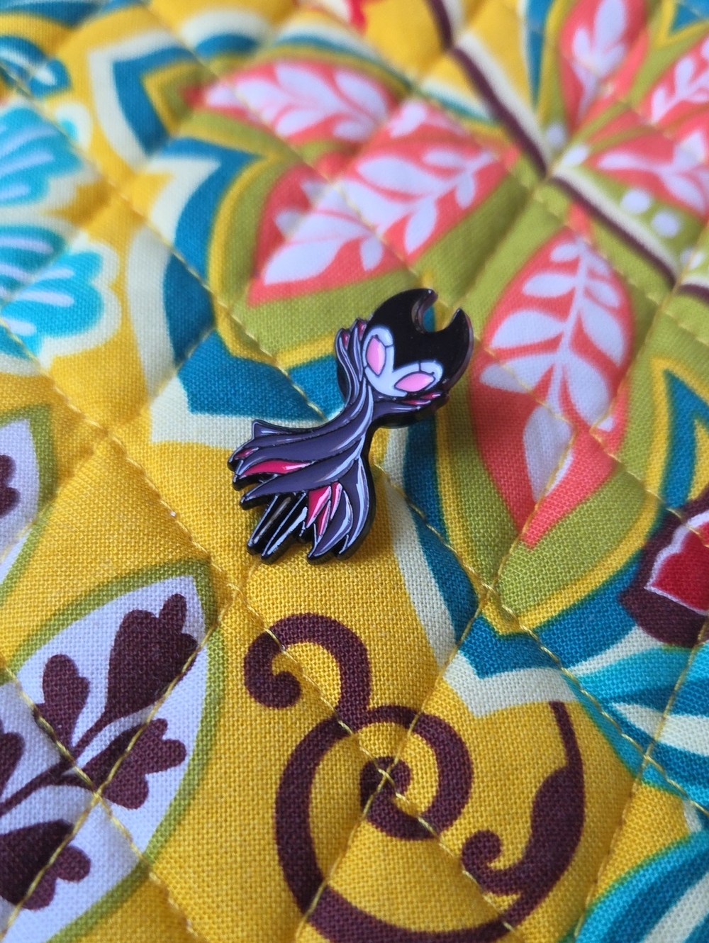 Black and Pink Enamel Pin - Cute Stylized Character